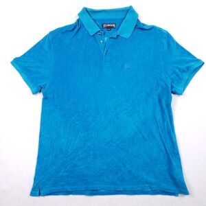 Vilebrequin Terry Cloth Polo Shirt Men Blue Short Sleeve Stretch Beach Boat XXXL